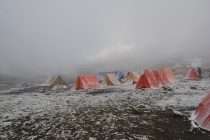 Base camp covered with snow